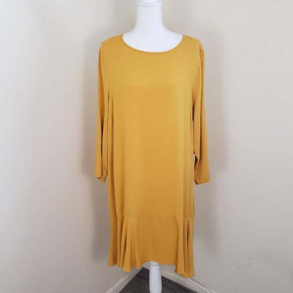 JustFab Flounce Hem Shift Dress Yellow Size XXL - Picture 1 of 11